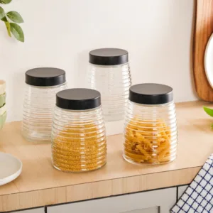 Glass Kitchen Jars With Lid Set Of 4